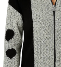 French Kyss - Heart Sleeve Crochet Zip Cardigan