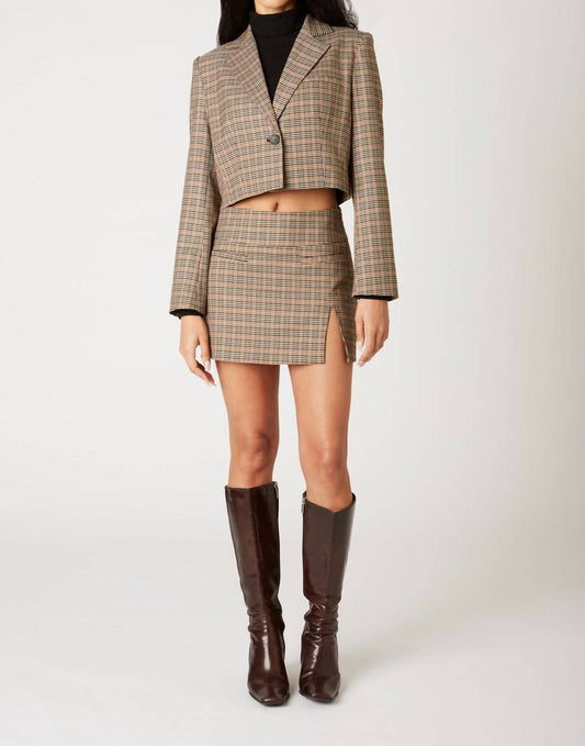 Nia - Cropped Plaid Blazer