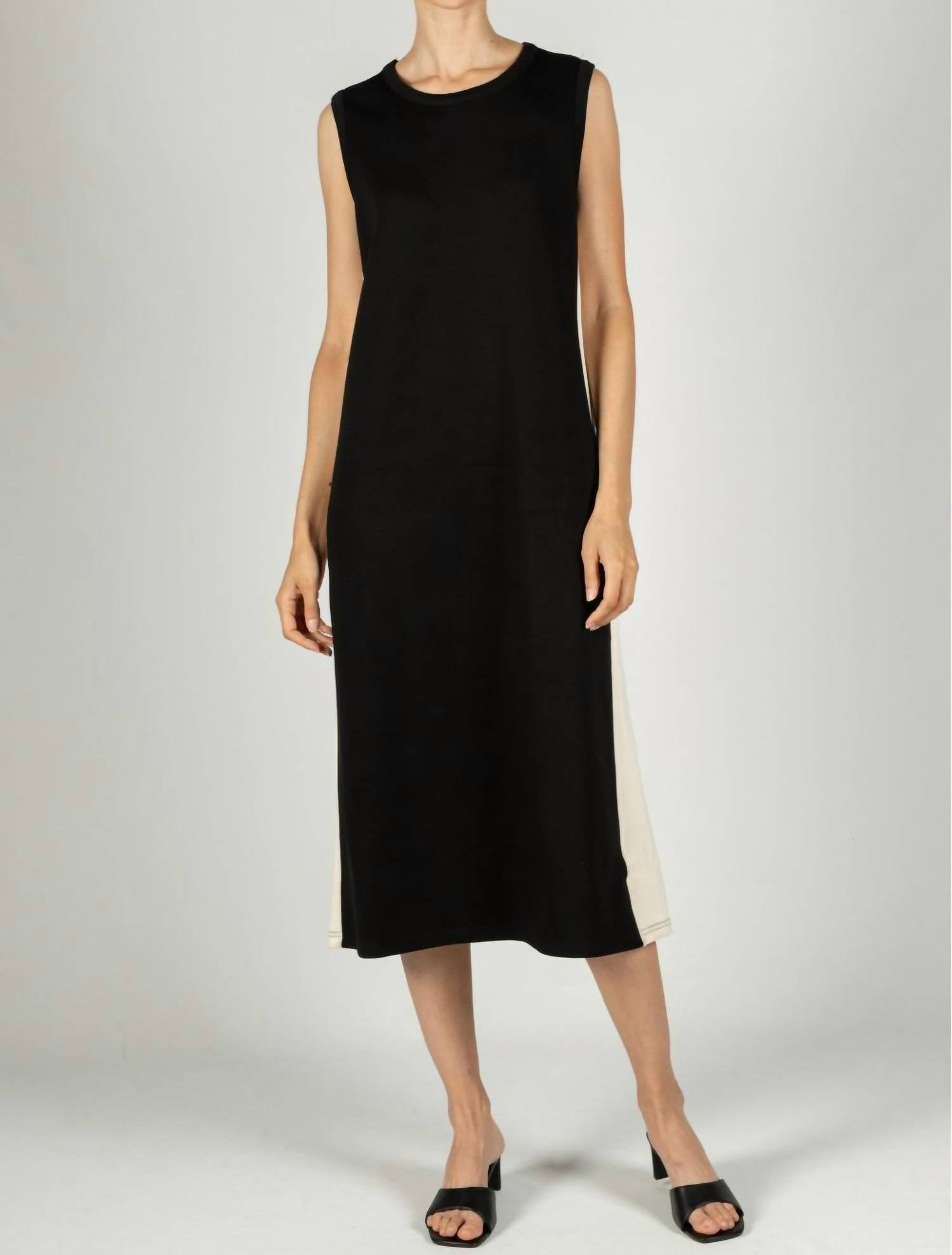 Before You Collection Scuba Sleeveless Midi Dress in black - women's dress
