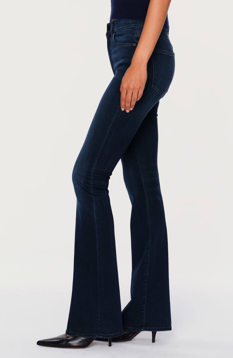 DL1961 - Women's Bridget Boot Cut High Rise Instasculpt Crop Released Jeans in dark indigo - women's jeans - alternate view