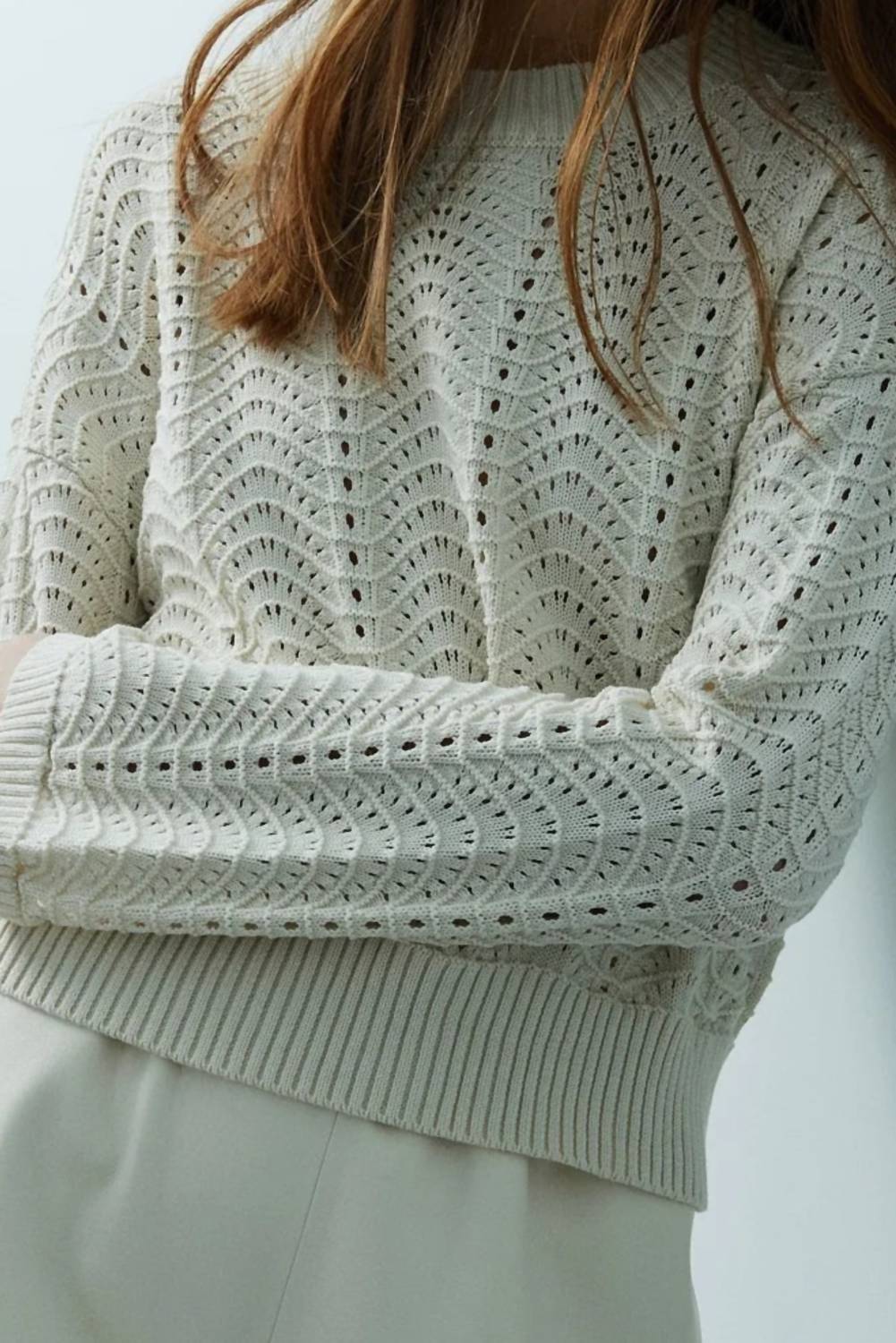 MELISSA NEPTON Moon Crewneck Sweater in cream - women's sweater - detail view