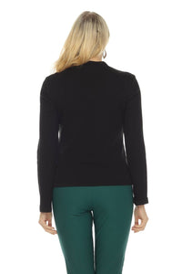Joseph Ribkoff - Faux Leather Zip-up Long Sleeve Jacket