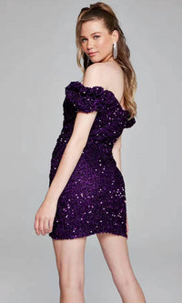Jovani - Sequin Off Shoulder Cocktail Dress