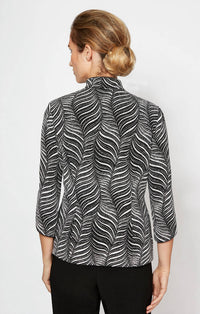 Alex Evenings - Waves Glitter Printed Twinset With Mandarin Neck Jacket And Scoop Neck Tank