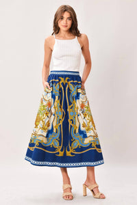 Flying Tomato - Printed Woven Midi Skirt