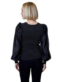 Dh New York - Long Sleeve Mixed Media Lurex Top