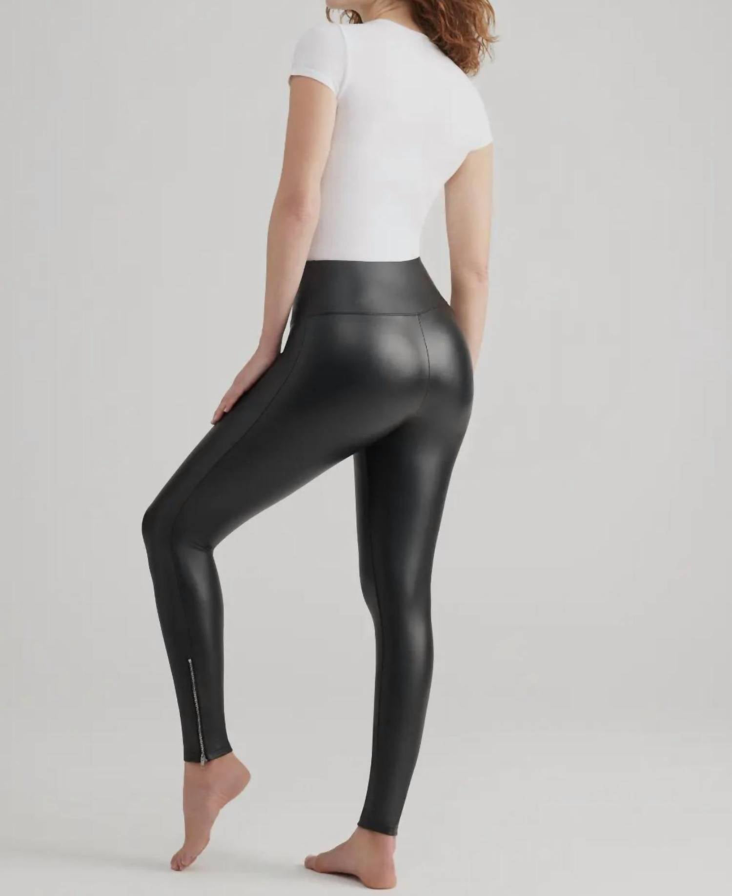 Yummie - Faux Leather Shaping With Side Zip Legging