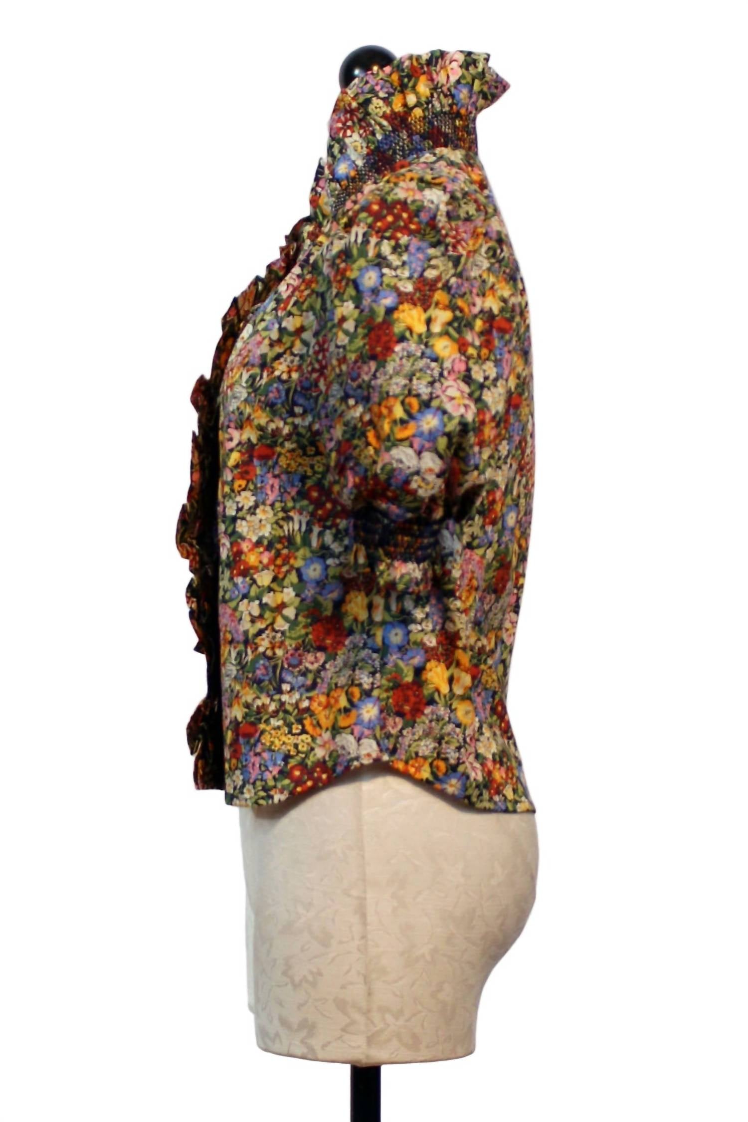 LOVE THE LABEL Women's Zuri Short Sleeve Top in cottage garden liberty print - women's blouse - alternate view