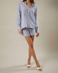 Sunday Edition - Ellen Flag Embroidered Oversized Shirt