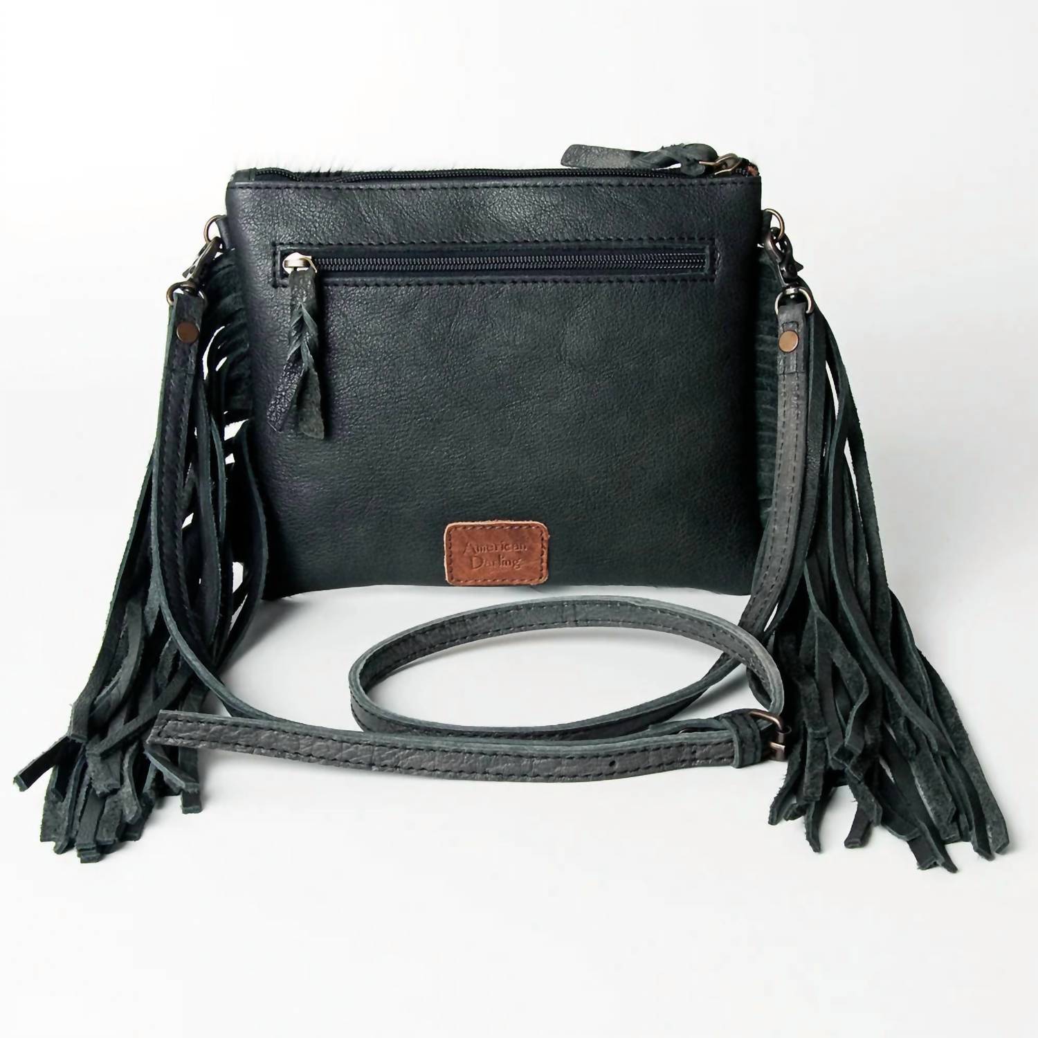 American Darling - Women's Hide With Acid Wash And Fringe Purse Crossbody Bag