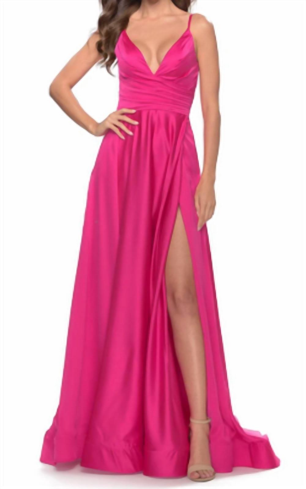La Femme - LaFemme Satin A-line Ballgown