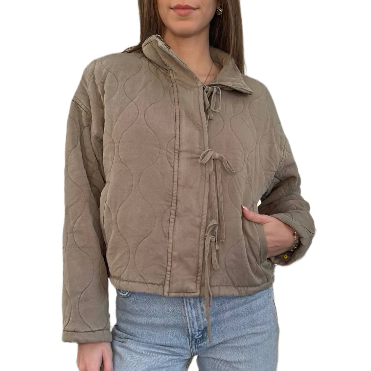 Blu Pepper - Quilted Jacket With Ties