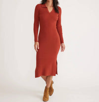 Marine Layer - Lexi Sweater Rib Long Sleeve Polo Dress