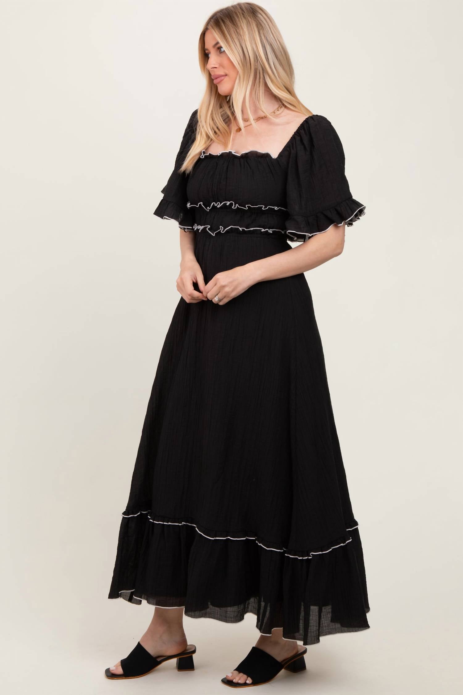 Coco + Carmen - Lydia Tiered With Flutter Sleeves Maxi Dress