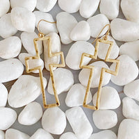 Ellison+Young - Women's Hammered Matte Hollow Cross Dangle Earrings