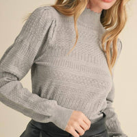 &Merci - Pointelle Mock Neck Sweater