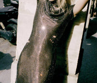 Self-Portrait - Rhinestone Mesh Midi Dress