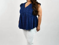 Andree By Unit - Embroidered V-neck Top - Plus