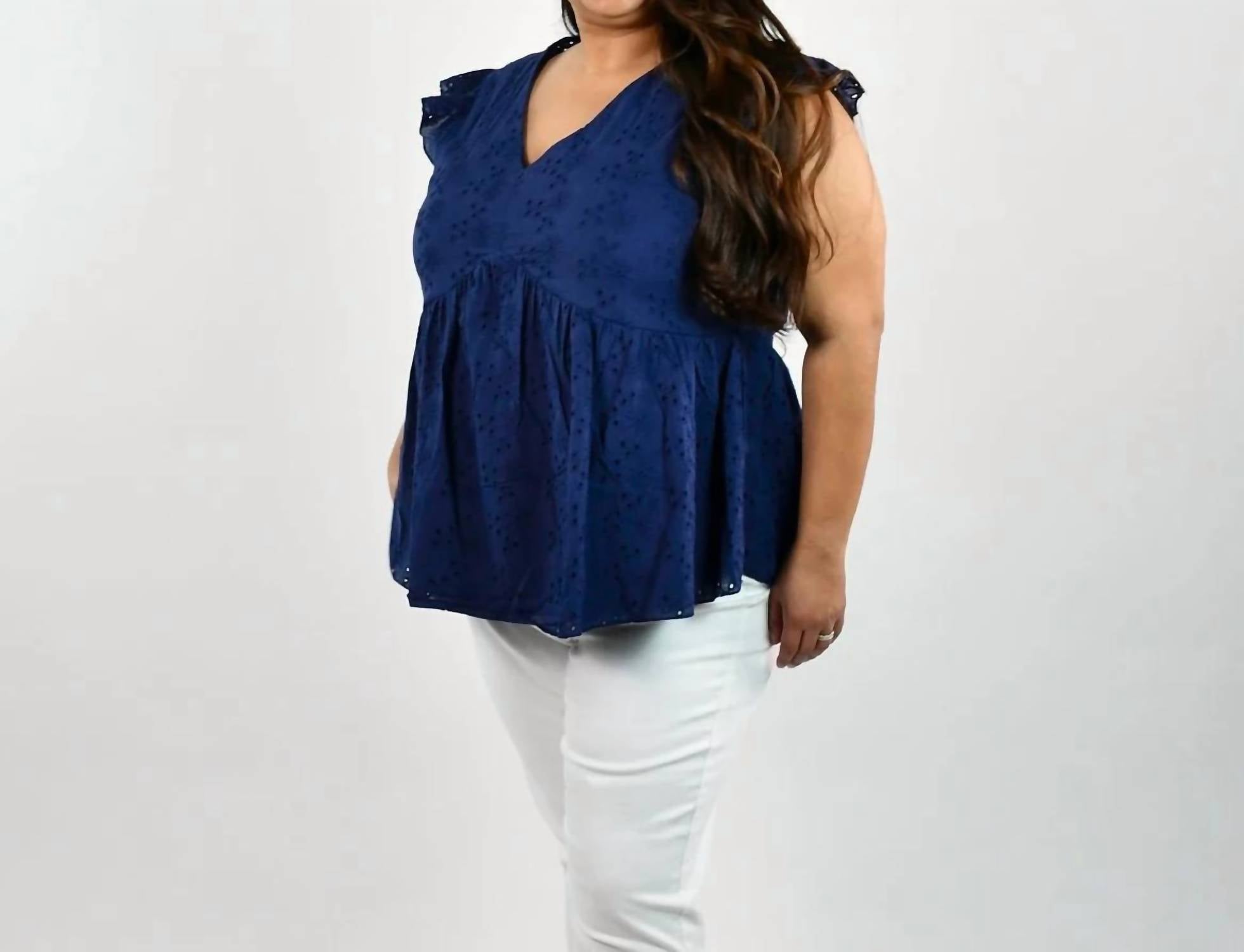 Andree By Unit - Embroidered V-neck Top - Plus