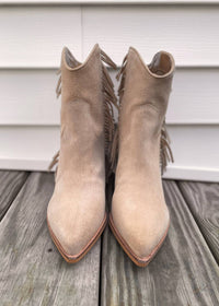 STEVE MADDEN Women's Suede Wolfer-f Fringe Western Bootie in tan - women's shoe - alternate view