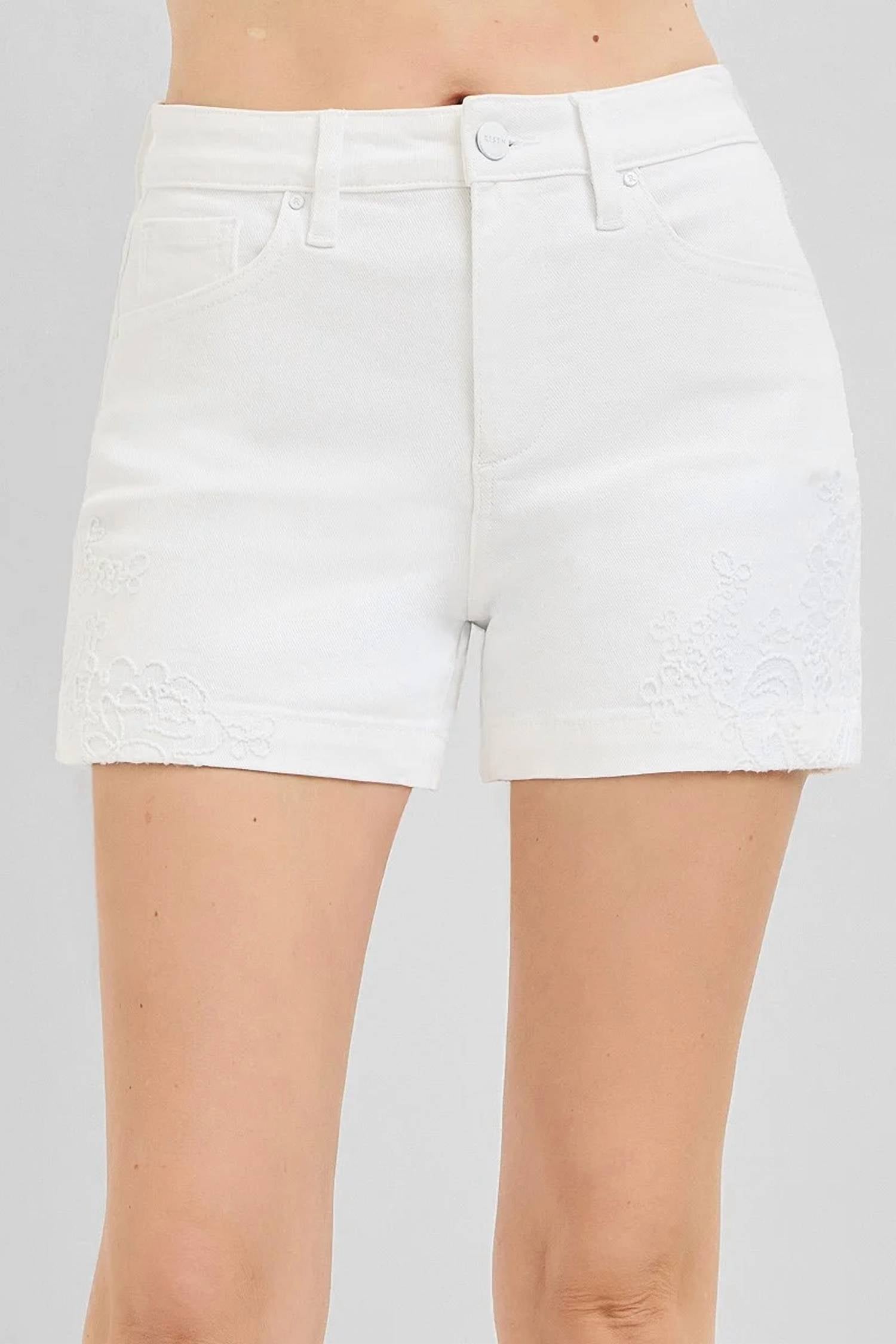 Risen - Tummy Control High Rise Embroidered Shorts