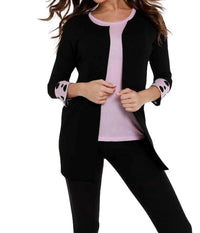 Polka Dot Sleeve Ribbed Open Cardigan