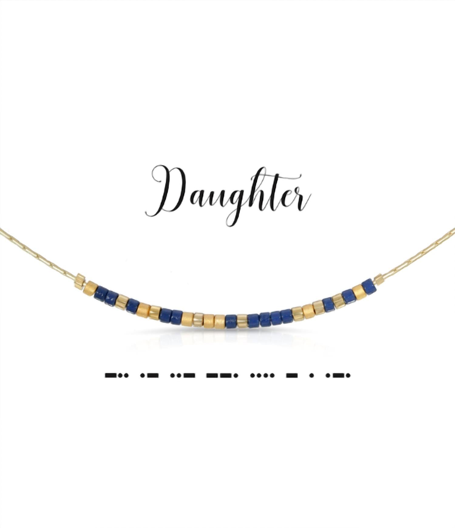 Dot & Dash Design Women's Daughter Morse Code Necklace in navy blue - women's jewelry - alternate view