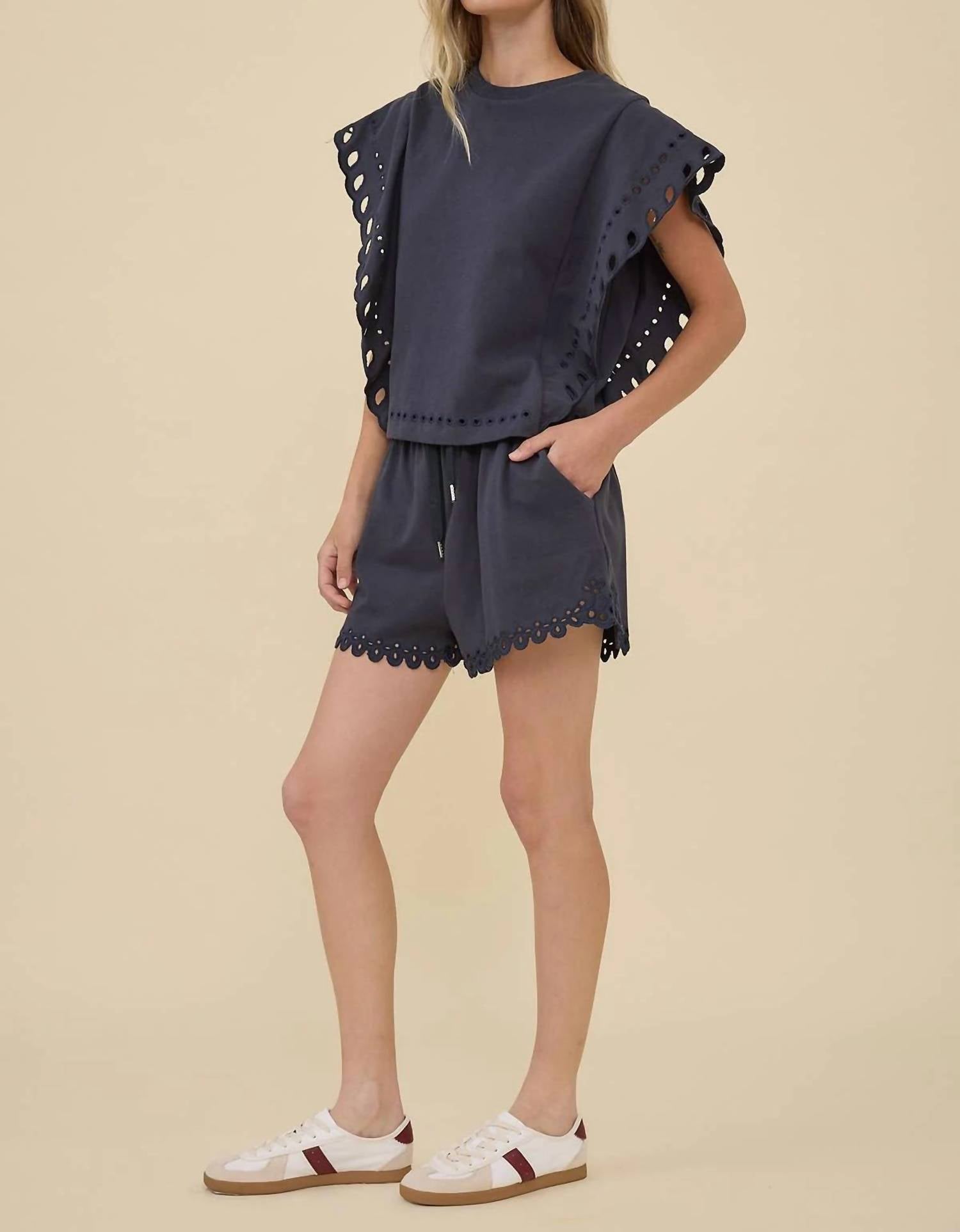 Raisonnel - Poppy Eyelet Drawstring Shorts