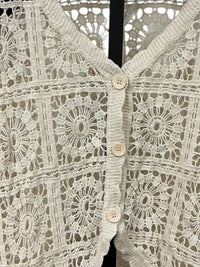 Origami Women's Crochet Cardigan in natural - women's cardigan - detail view