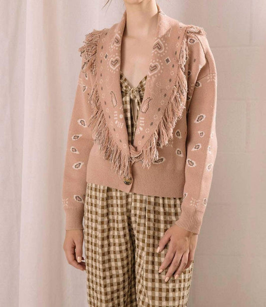 Storia - Paisley Fringe Knit Cardigan