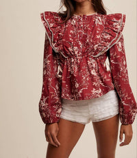 Listicle - Victorian Floral Ruffle Blouse