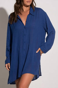 Elan - Boyfriend Shirt Cover Up Top