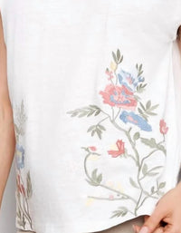 Charlie B - Cap Sleeve Floral Embroidery Top
