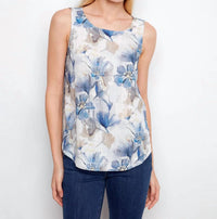 Charlie B - Printed Sleeveless Linen Blend Blouse