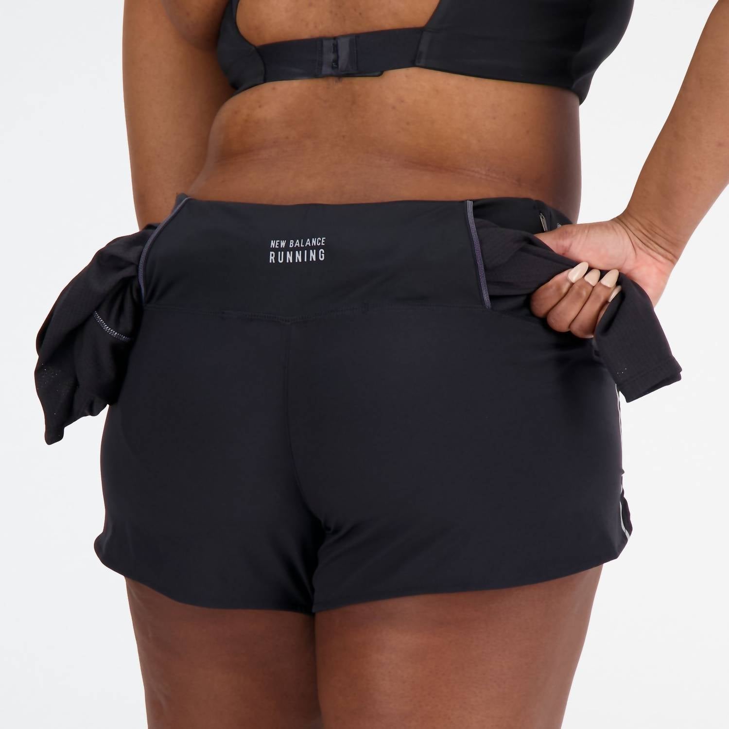 New Balance Women's Impact Run 3" Short in black - women's shorts - detail view