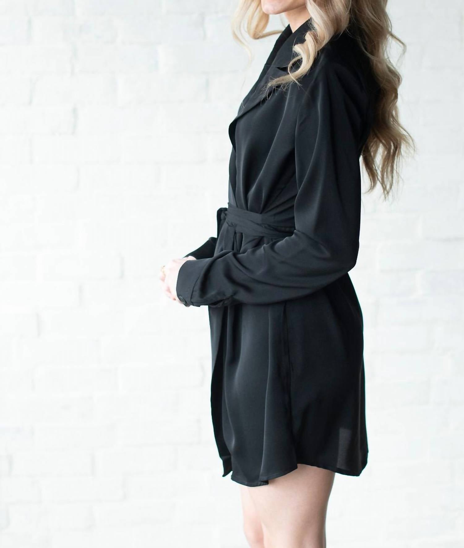 Coalition LA Women's Blazer Wrap Dress in black - women's dress - detail view