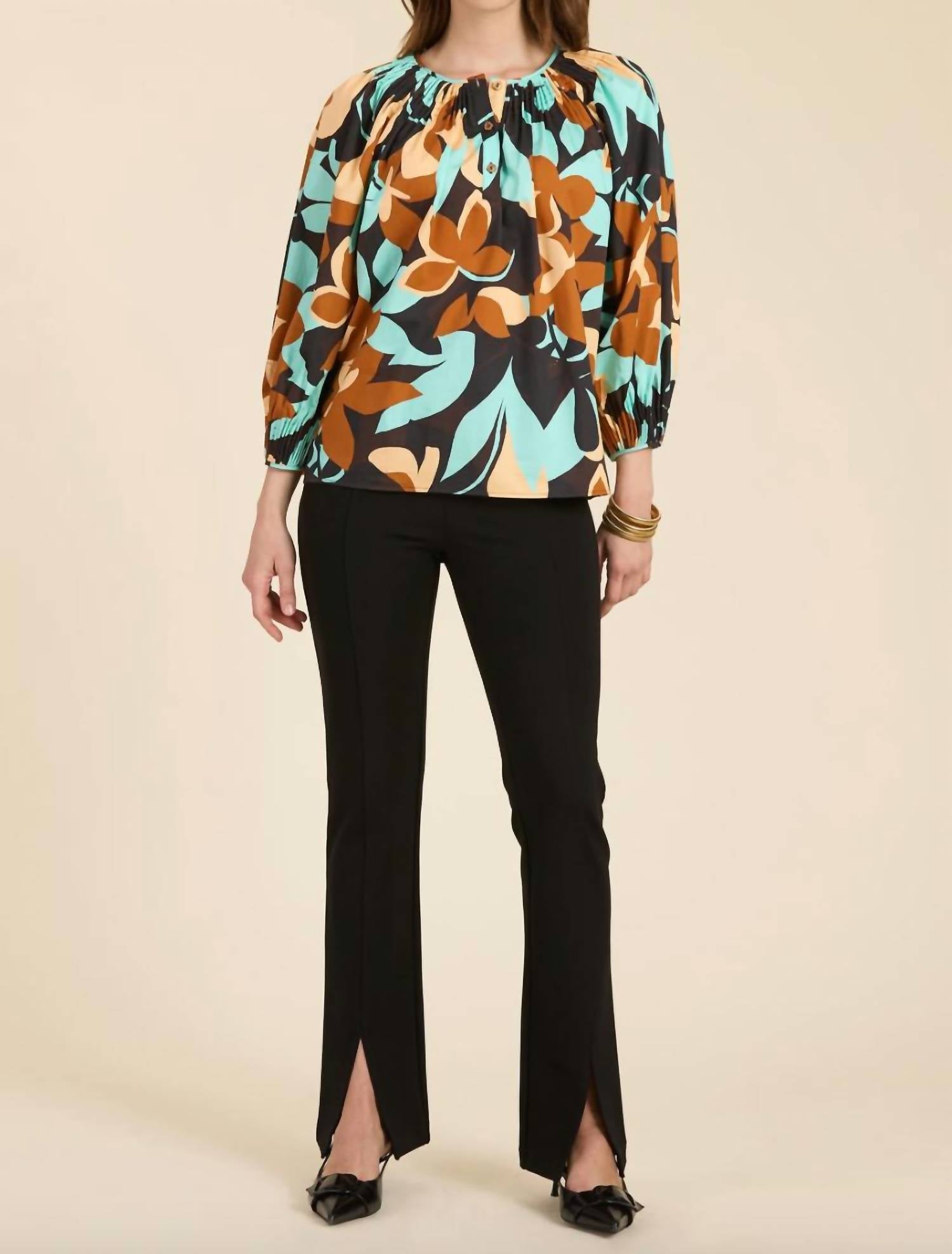 Tyler Boe - Sarah Cotton Butterscotch Floral Top