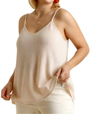 Umgee - Waffle Knit V-neck Tank Top