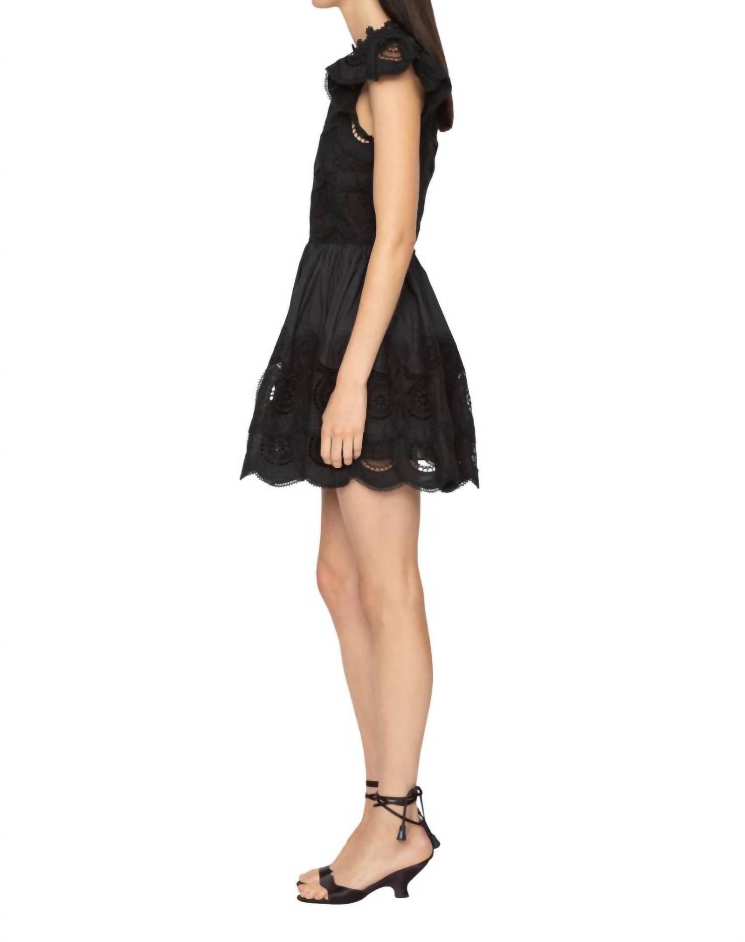 Sea - Drea Embroidery Flutter Sleeve Dress