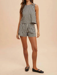 Anniewear - Gingham Check Tank And Short Set