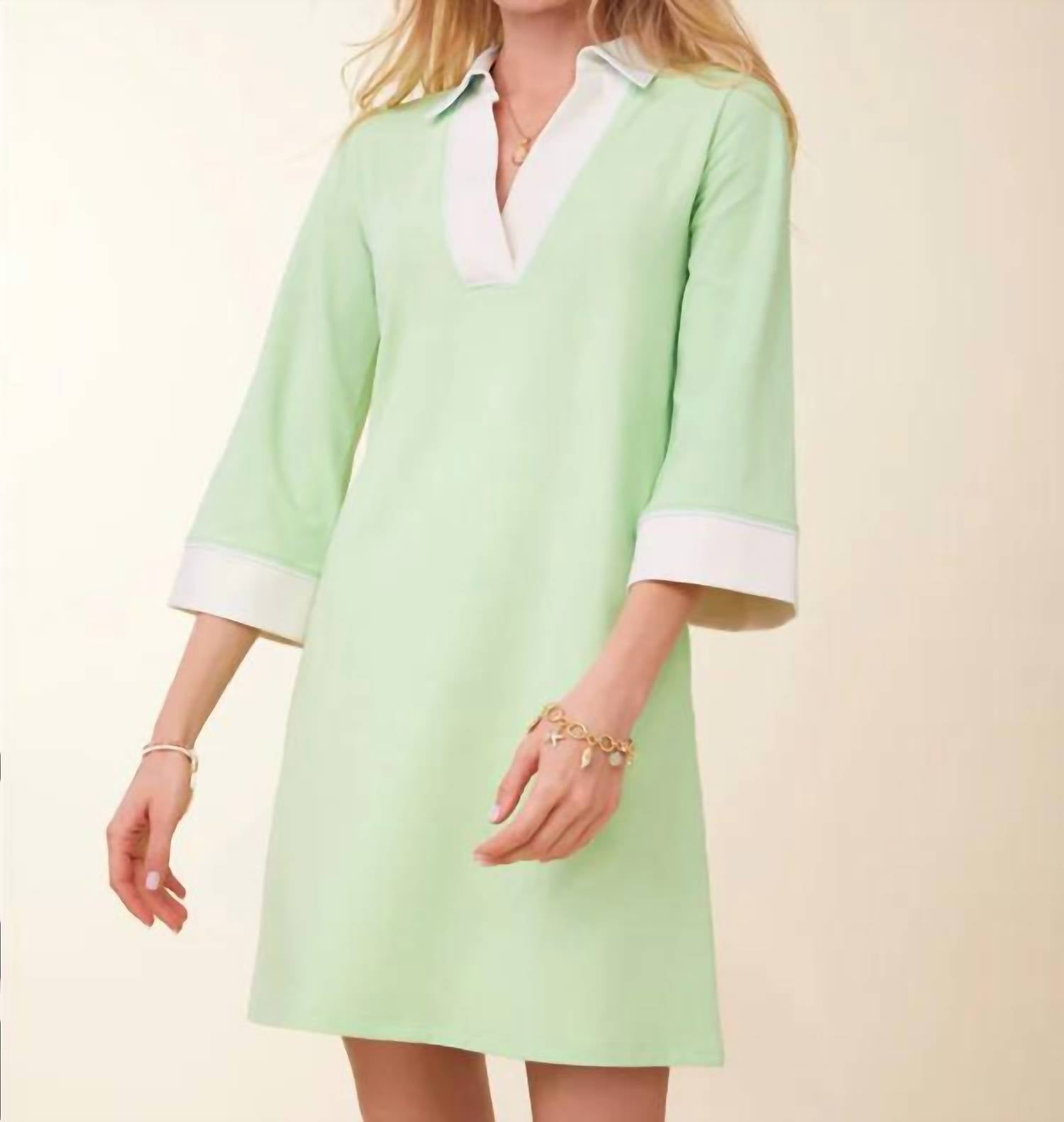 spartina 449 Taylor Jersey 3/4 Sleeve Dress in pistachio green - women's dress