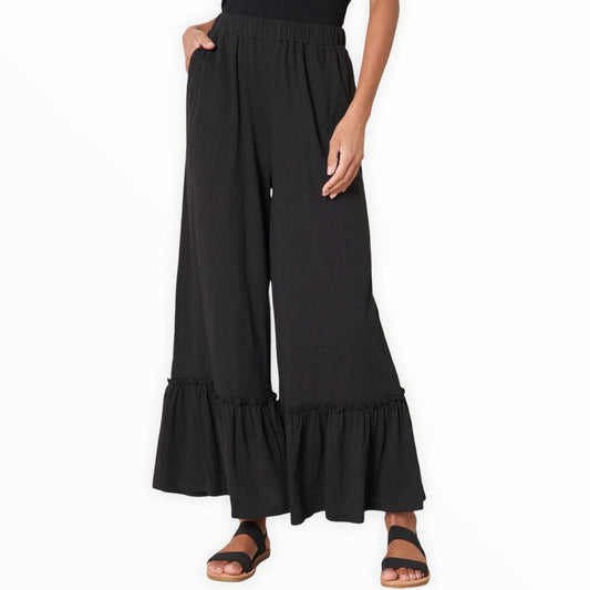 Sugarlips - Ryder Ruffle Wide Leg Cotton Knit Pants