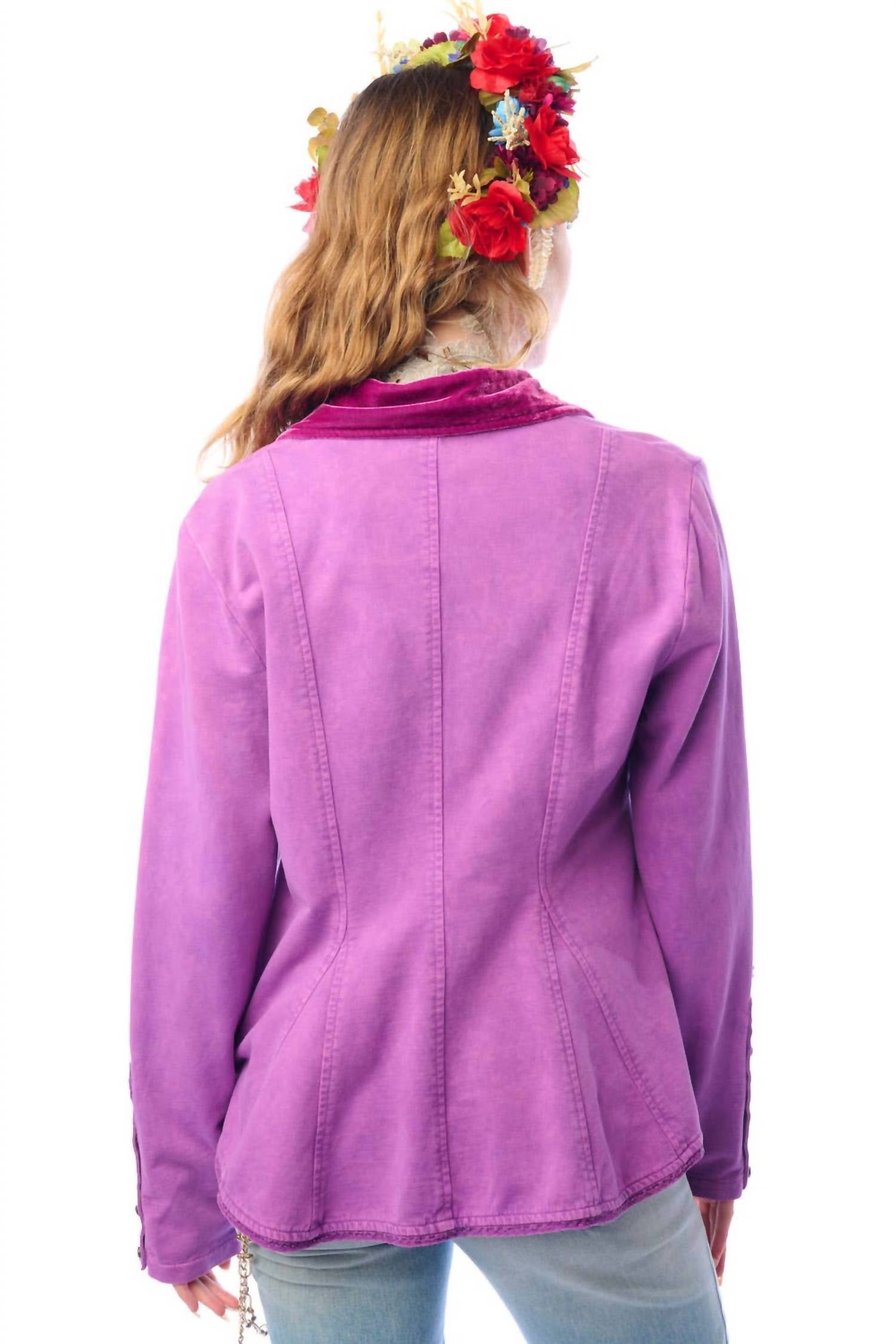Aratta Colonel Button-up Jacket in violet - women's jacket - detail view