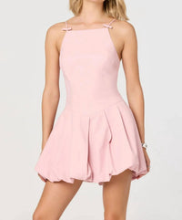 Astr - Tionna Bow Bubble Hem Mini Dress