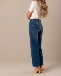 Ferrache Wide Leg Jeans With Transfers On The Pocket in blue - women's pants