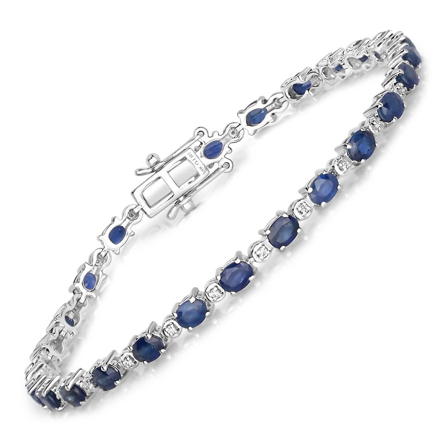Diana M Jewels Women's Oval Natural Sapphire Bracelet (5.58 Ct) - Elegant in 14k white gold - women's jewelry - detail view
