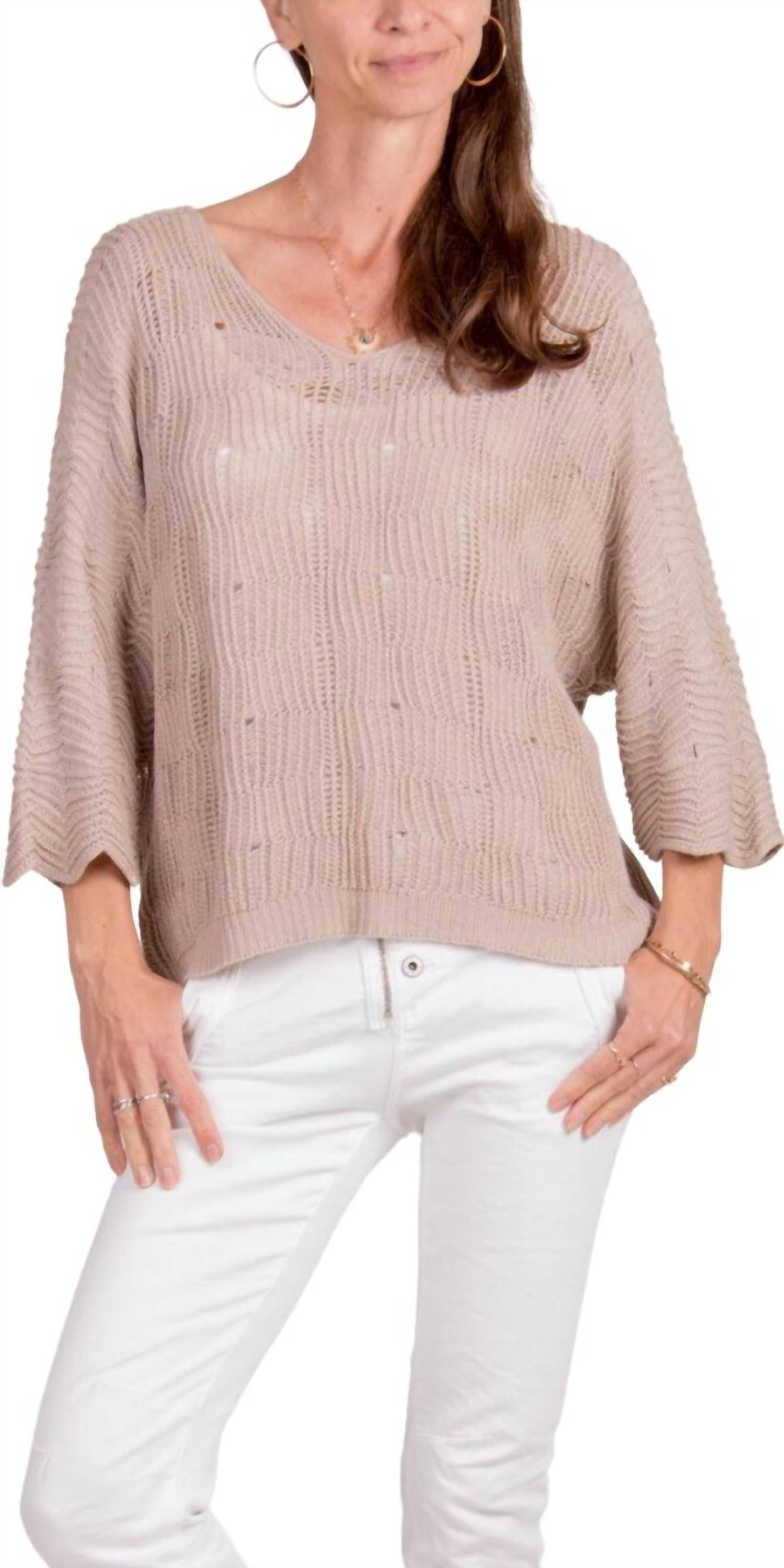 GIGI MODA Scacchi Knit Sweater in beige - women's sweater