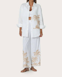 Lusana - Wide Leg Embroidered Pant