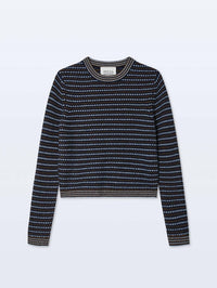 White + Warren - Cashmere Textured Stripe Crew Sweater
