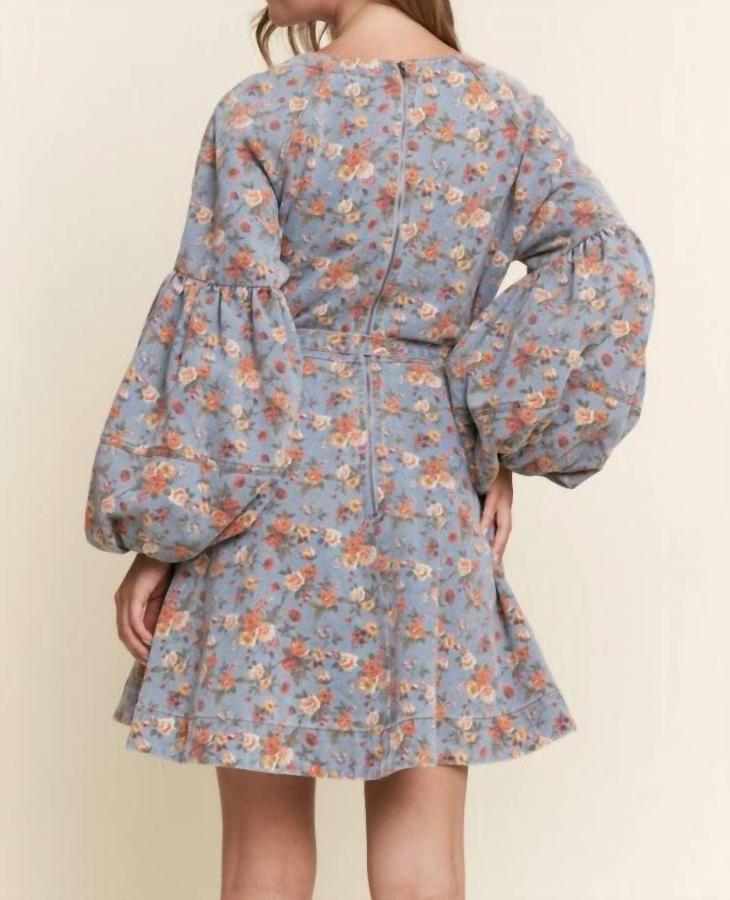 J.Nna - Floral Balloon Sleeve Dress